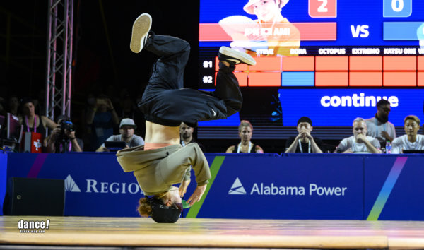 Athlete performing breaking
